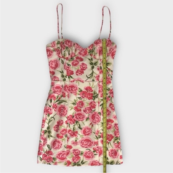 NEW Zara Corset Style Mini Dress Medium Pink White Floral Roses Rose Thin Straps - Picture 9 of 14